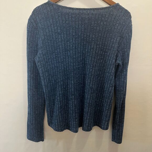 Women's Long Sleeve Knit Sweaters Crewneck Color Contrast Ribbed Pullover Sz L - Picture 5 of 8